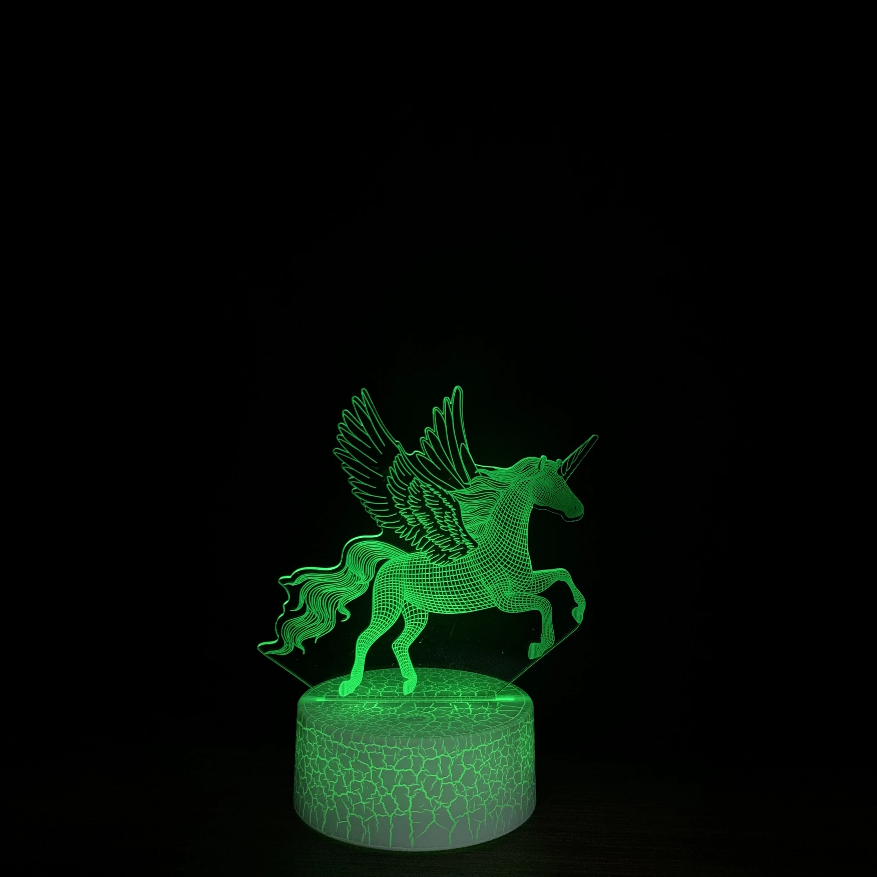 3D LED Nightlight Unicorn Crackle lampada da tavolo per la decorazione domestica di natale regalo carino per i bambini