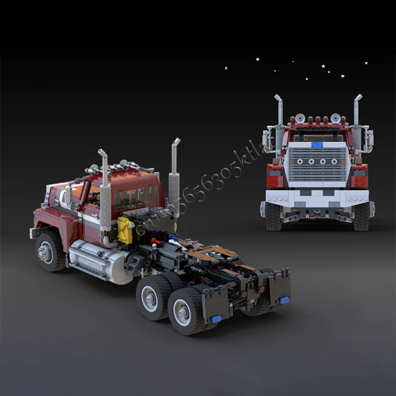 Hot 2208 PCS MOC City Engineering Red Vintage Semi Trailer Truck Model Technology Building Blocks Creative Toys Christmas Gifts