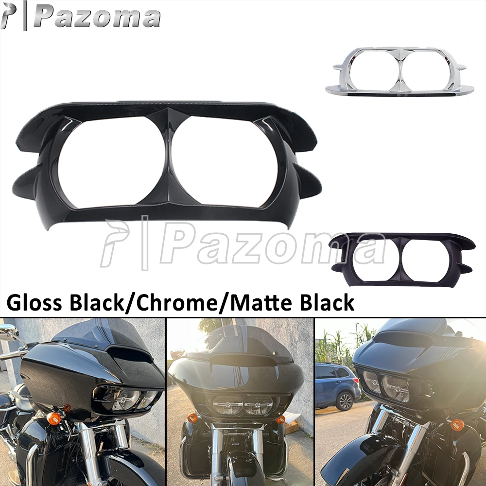 Front Headlight Cover For Harley Touring Road Glide Ultra FLTRU Special FLTRXS Motorcycle Black Dual Head Light Trim Bezel Cowl