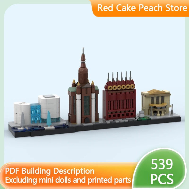 

Модель City Street View MOC, строительные кирпичи, большая миниатюрная сцена, модульная технология, детские праздничные подарки, сборные игрушки, костюм