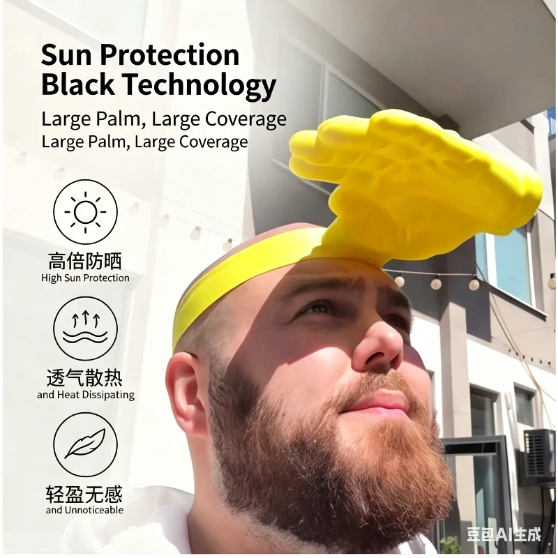 

3D printed portable palm sun hat, creative and trendy new style, summer sun shading and UV protection, outdoor exclusive