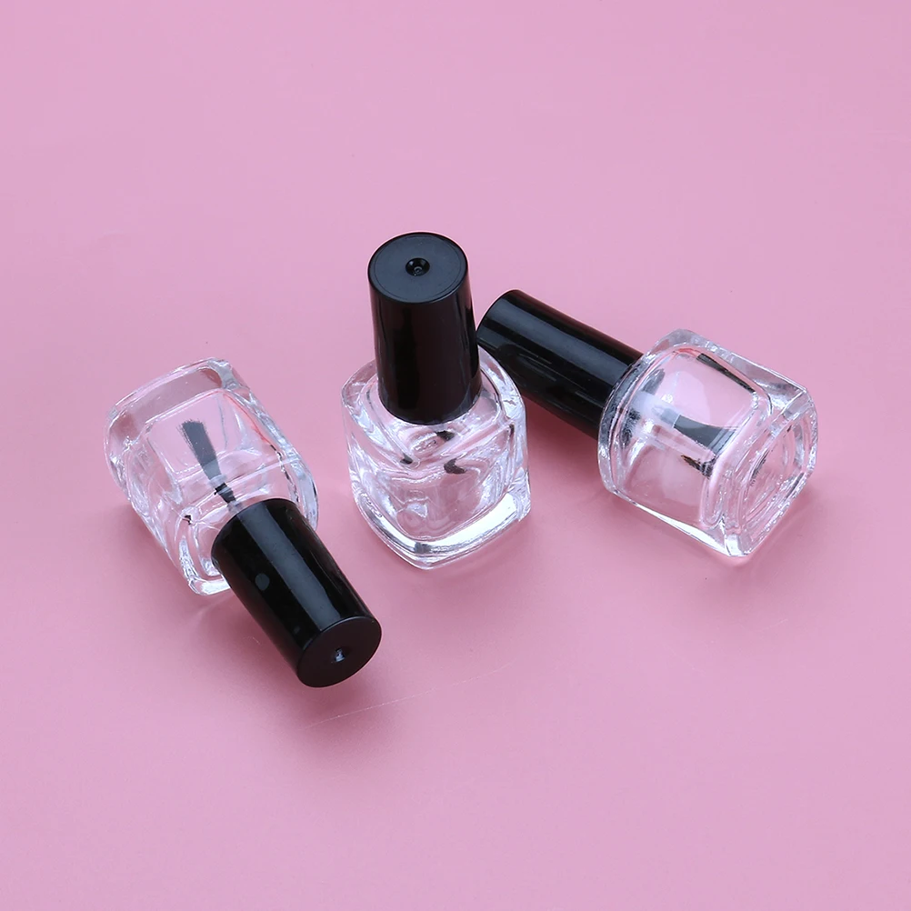 

15Pcs Chic Glass Nail Bottles Transparent Design DIY Styles Flat Sides Easy Volume Check Polish Nail Bottle