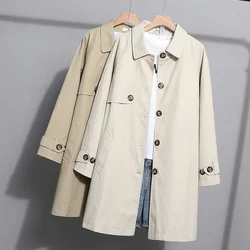 Spring Autumn Trench Coat Women 2023 New Fashion Korean Single-breasted Loose Mid Long Women Overcoat Windbreaker Female Outerwe