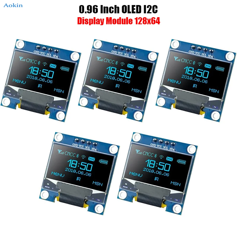 Modulo display OLED I2C IIC da 0,96" 12864 128x64 pixel SSD1306 Mini scheda schermo OLED autoluminoso con Arduino Raspberry Pi