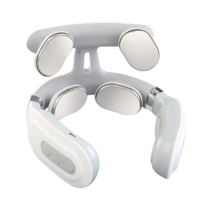 4 Heads Smart Neck Massager Protection Heating Machines Wireless Neck and Shoulder Massager Rechargeable White