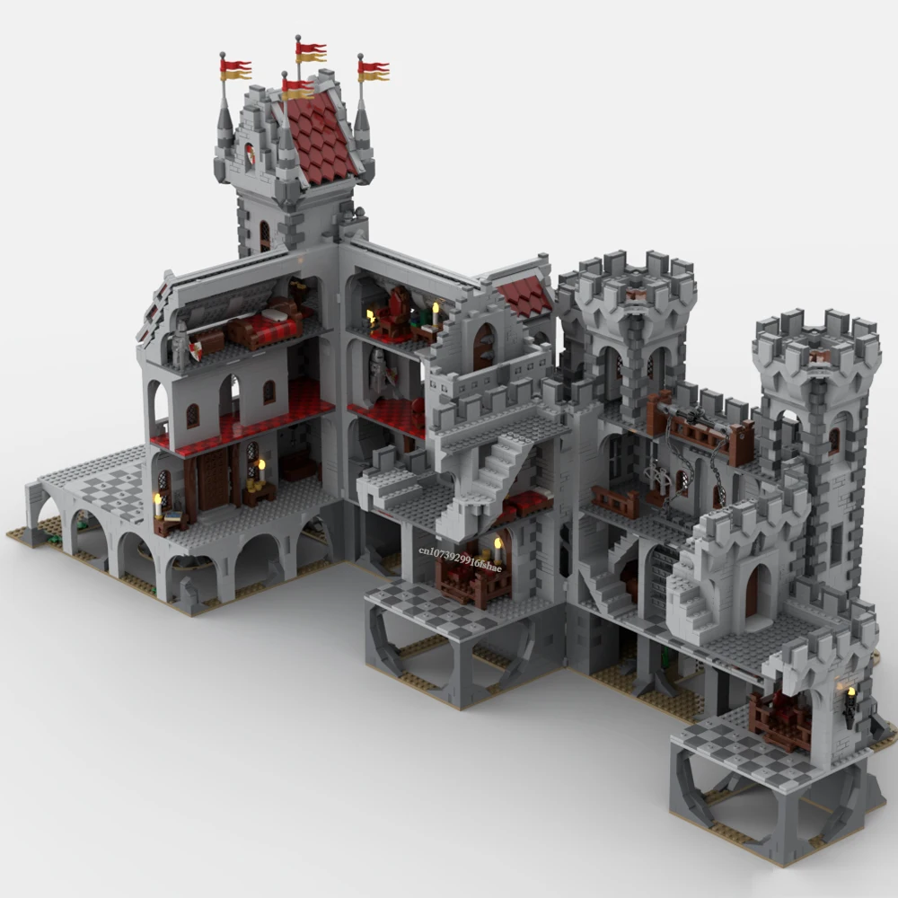 NEW MOC 10007PCS European Medieval Street View Red Lions Castle DIY creative ideas Retro child Toy Birthday Gift building blocks