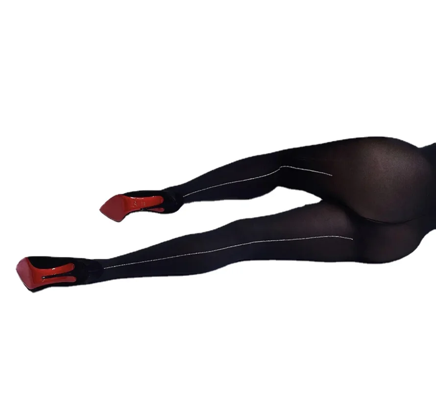 Back Line Shiny Tights for Women Costume Warm Velvet Black Rhinestone Pantyhose Lady Sexy Body Stockings Hot Girl Party Clubwear