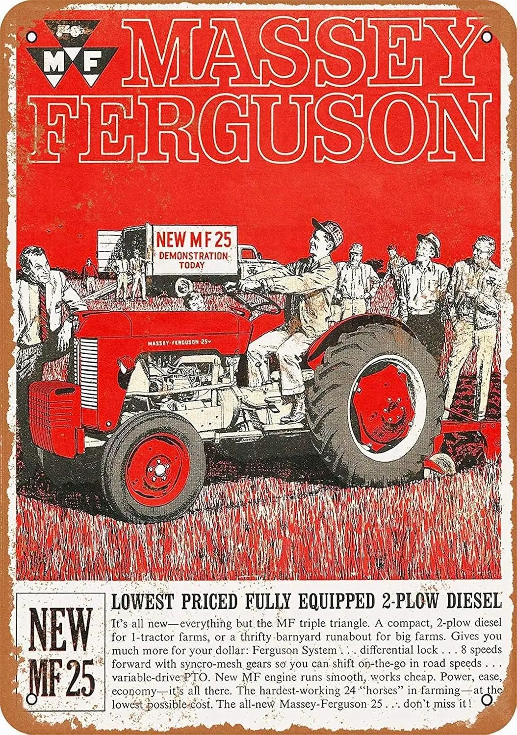 12 x 16 Metal Sign - Massey-Ferguson MF 25 Tractors - Vintage Wall Decor Art