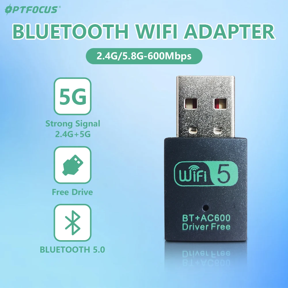 

OPTFOCUS Wifi Adapter 150Mbps 802.11b g n ac USB Wifi Adaptador Wireless Network Card Bluetooth 4.2 Lan Card For PC Win7/8/10/11