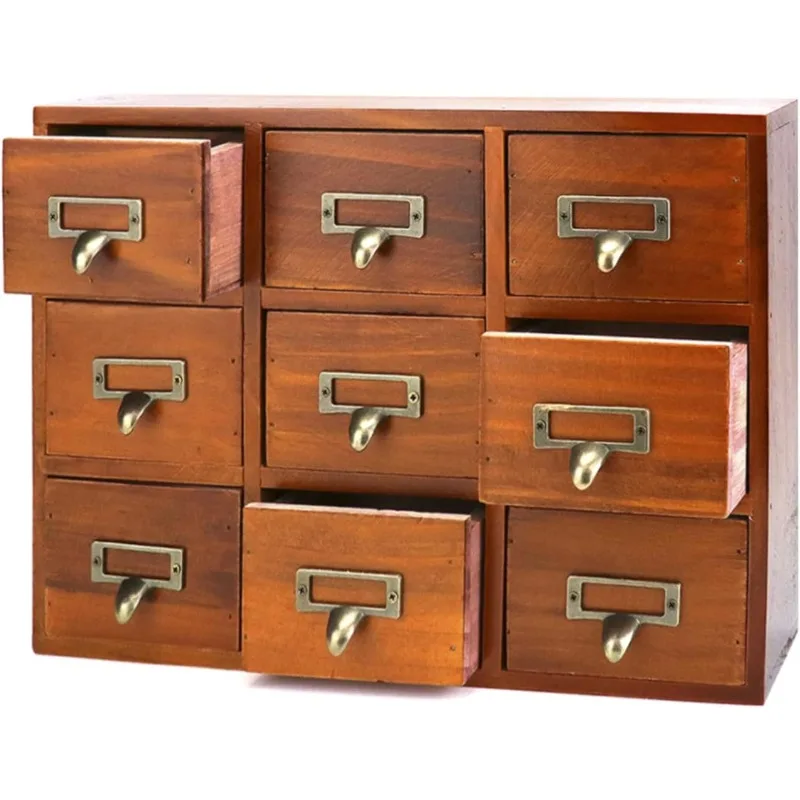 

Desk Drawer Organizer, Wooden Vintage Apothecary Cabinet with 9 Drawers, Home Office & Tea & Dresser Bedroom Organization