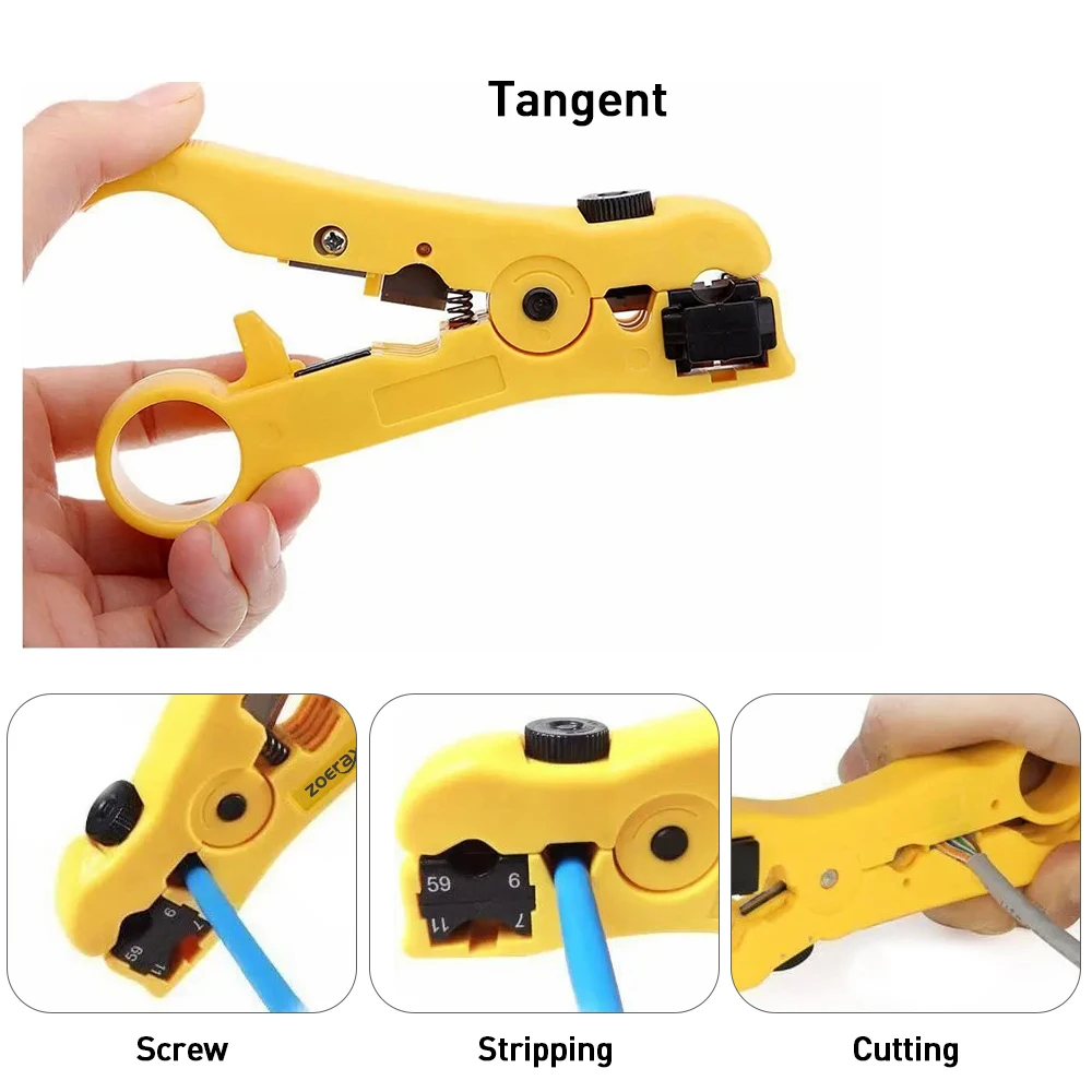 ZoeRax Kit de herramientas de red, herramienta de engarzado RJ45, engarzadora de paso, rastreador de cables, herramienta de punzonado, pelador, cortador, conectores Cat6
