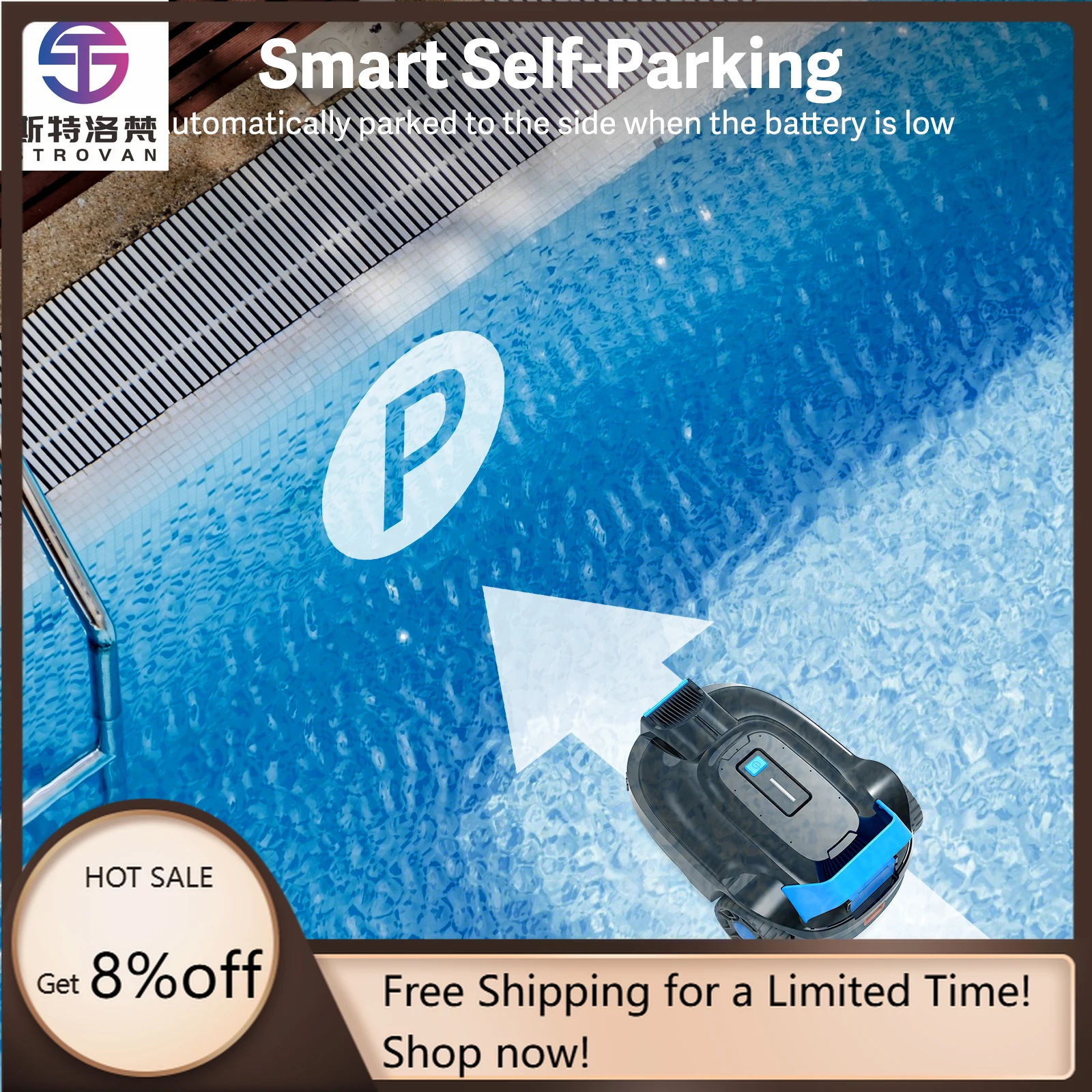 STLF 고급 지능형 자동 무선 수영장 로봇 청소기 수중 청소 로봇 원격 제어 청소 로봇