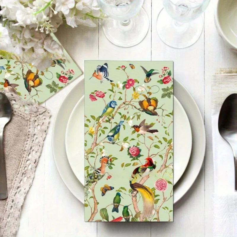 20/40Pcs Vintage Floral Vogel Papier Gast Serviette Aquarell Blume Badezimmer Serviette Einweg Servietten für Home Party liefert – Detail 4