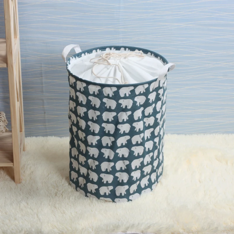 New Fashion Print Laundry Basket with Drawstring Lining Portable Foldable Storage Bag Hamper for Kids Toys Dirty Clothes Basket