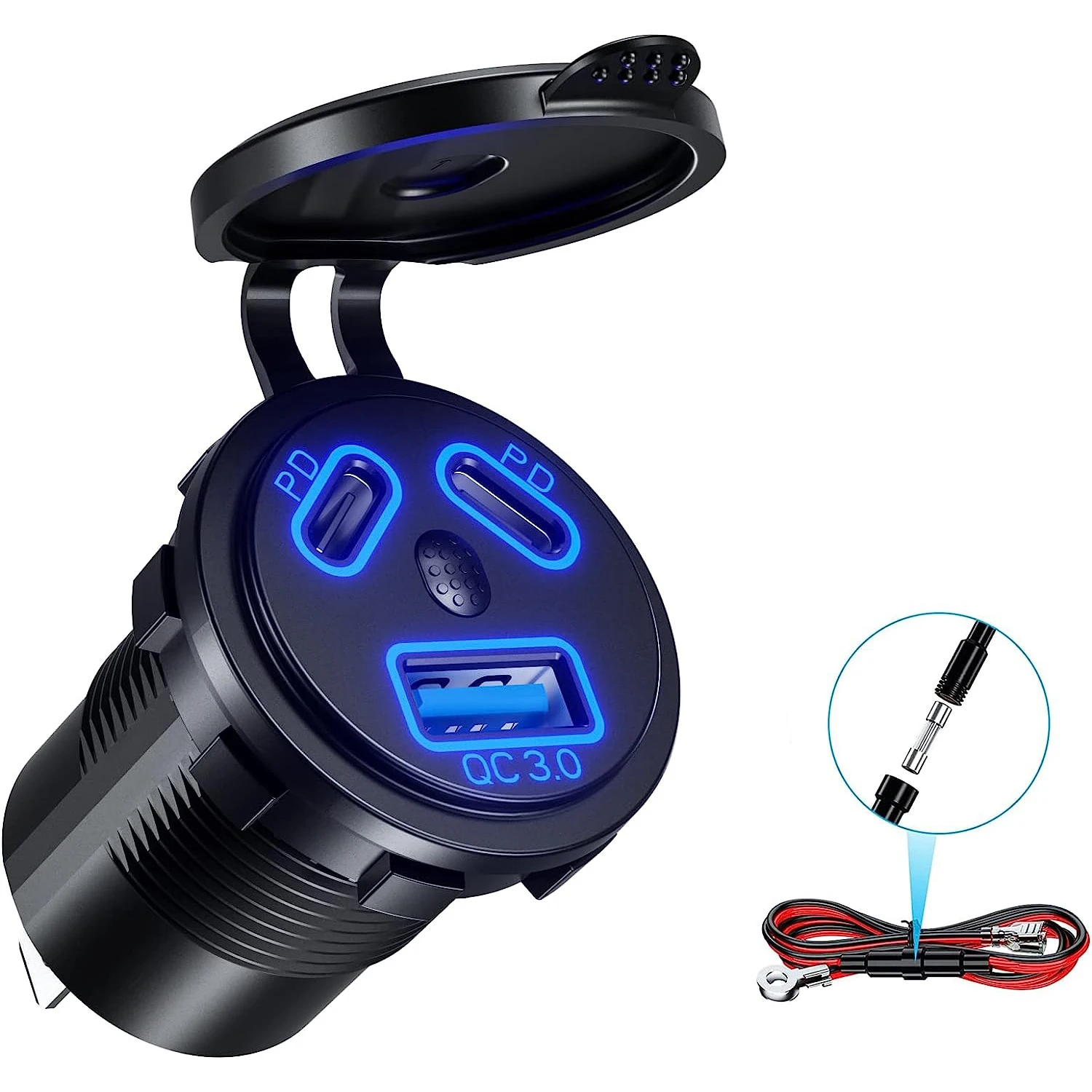 tomada-usb-12v-para-carro-com-carregamento-rapido-porta-dupla-pd30-qc30-3-portas-usb-c-para-acendedor-de-cigarros-12v-para-rv