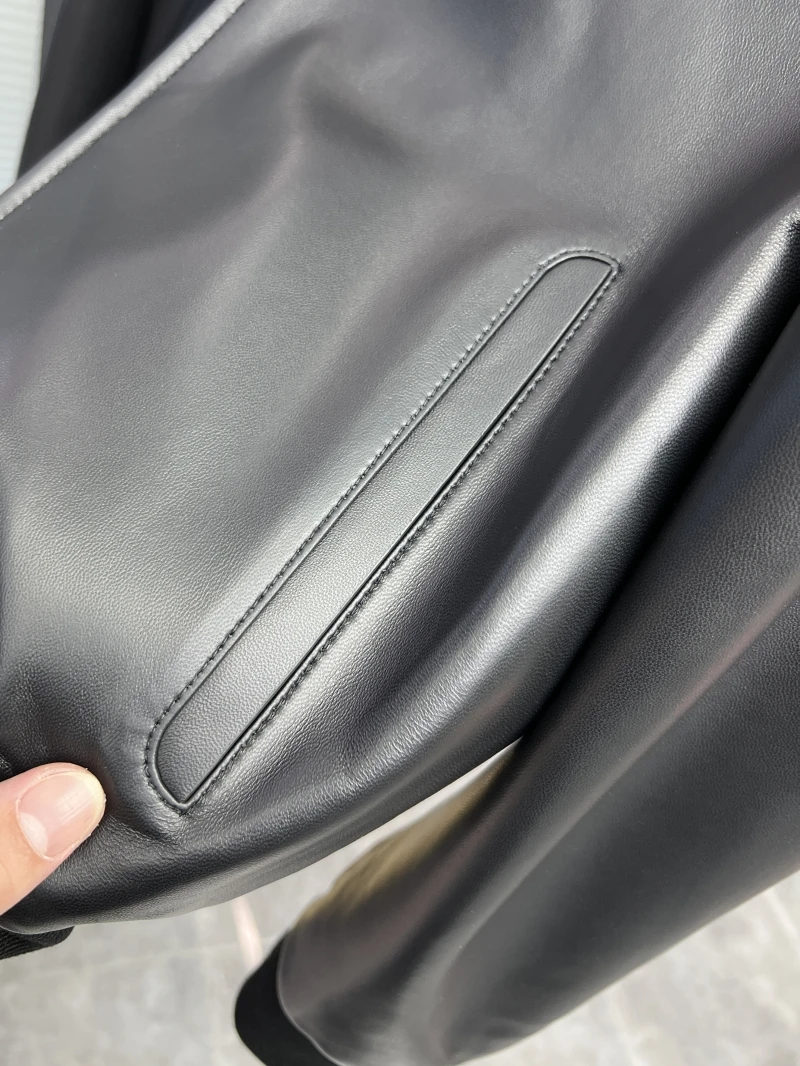 

Svip Cabinet 37W New Zealand Kid eep Leather Jaet Men's Faion Stand Collar Genuine Leather Coat Sli Urban Sle