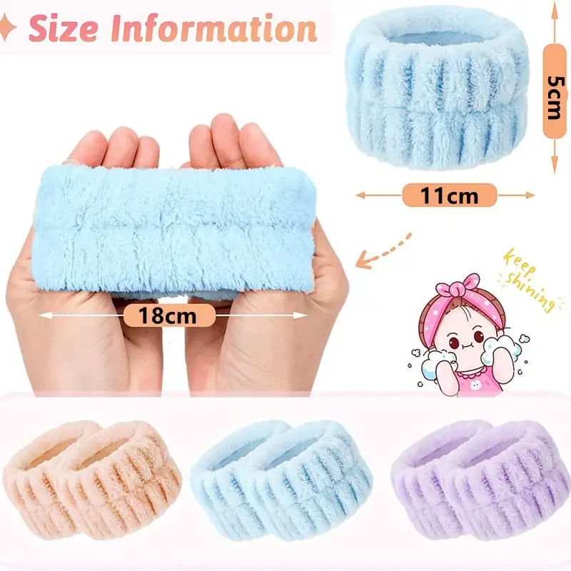 2PCS Reusable Wrist Washing Belt Soft Microfiber Towel Wristbands Washing Face Water Absorption Prevent Wetness Wrist Washband