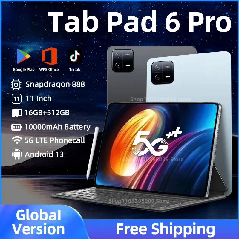 2024 oryginalna wersja globalna HD 4K Pad 6 Pro Android 13 16GB + 1TB 10000mAh 11 cali Tablet PC 5G telefon Dual SIM połączenie WIFI zakładka