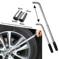 Tire Socket Wrench Set with Extended Telescopic Rod for Tire Repair Durable L-Type Wheel Lug Wrench with Socket 17/19 21/23mm