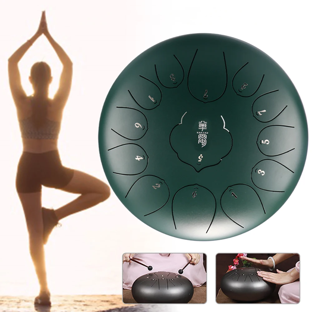 12 Inch 13 Tone Handpan Drum Yoga Meditation Ethereal Drum Steel Tongue Drum Percussion Instruments with Drum Bag and Mallets