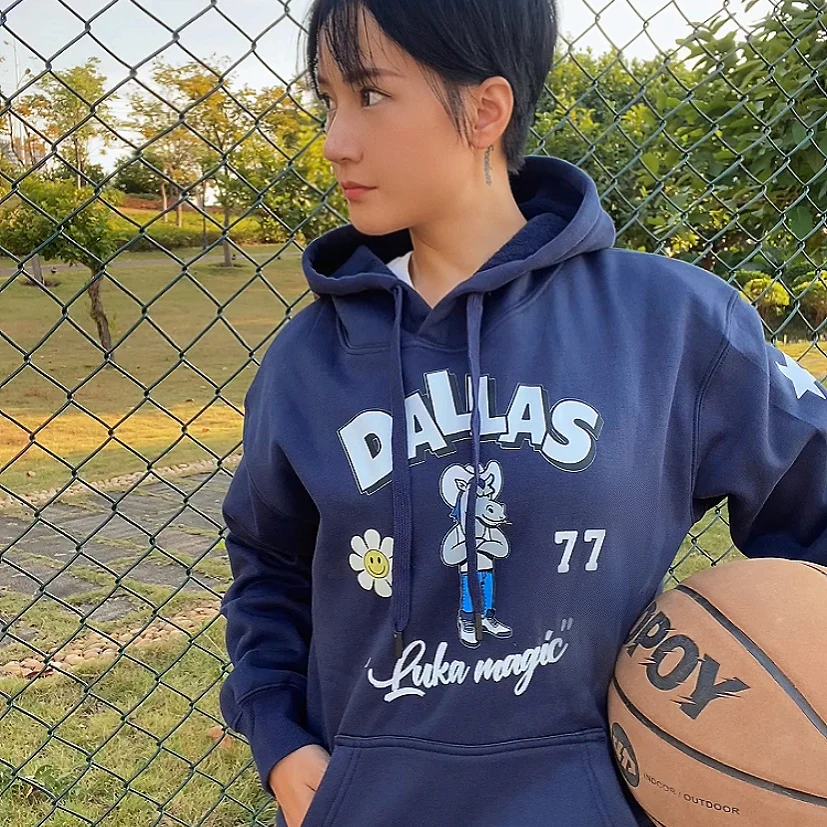 dpoy original design men's hooded sweater plus velvet basketball sportswear luka doncic loose large size vintage hip hop style