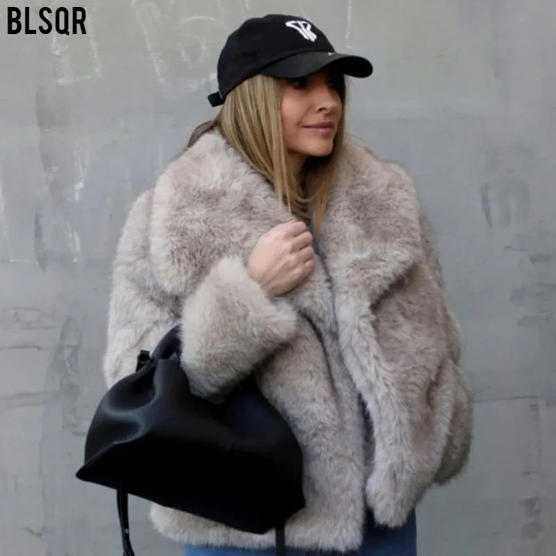 Women's Winter Fashion Elegant Socialite Style Faux Fur Coat D69352