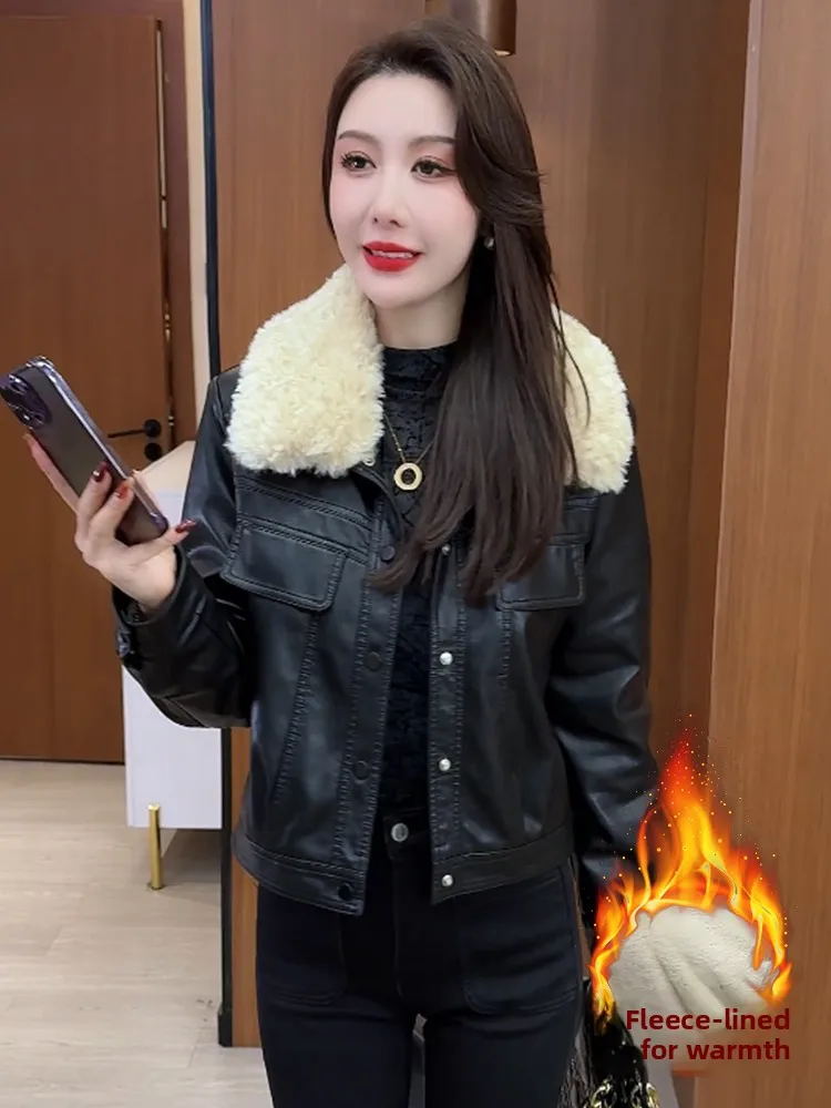 Unieke Sli Thiened Winter Lederen Jaet Dames 2025, Nieuwe Warmte Motorfiets Jaet Top Quali Pendelen Sle Loose Fit
