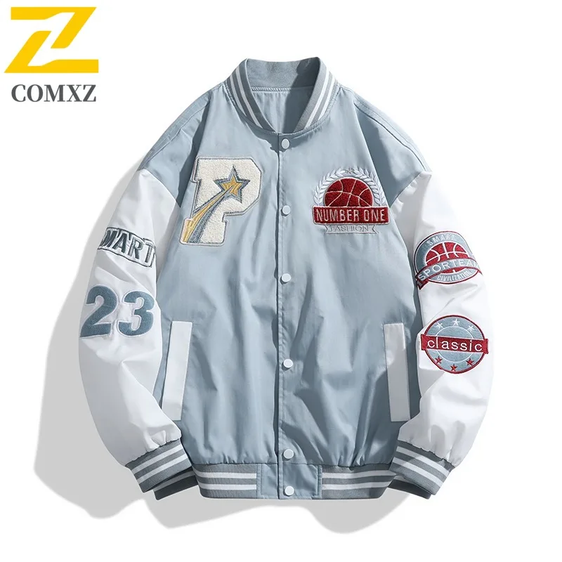 

COMXZ Высококачественная мужская куртка с бейсбольным воротником, прочное пальто на молнии для кемпинга, легкие осенние новые пальто премиум-класса для путешествий