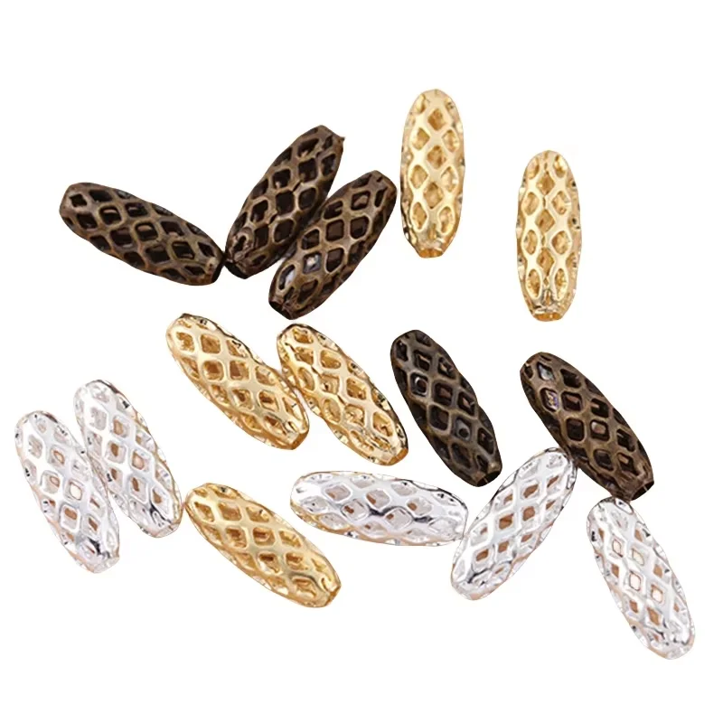 BoYuTe (100 Pieces/Lot) 4*10mm 5*11mm Oval Shape Hollow Beads Factory Direct Sale Diy Metal Brass Beads Jewelry Making