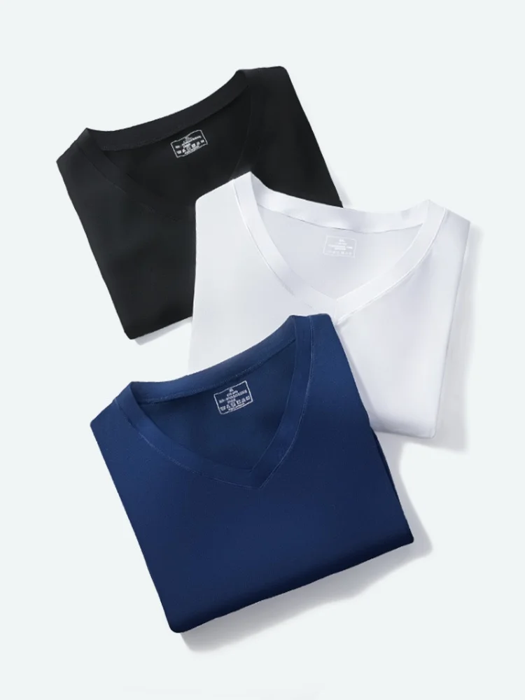 

5pcs Modal summer round neck tight men short sleeve V-neck T-shirt solid color tank shirt slim fit sport undershirt