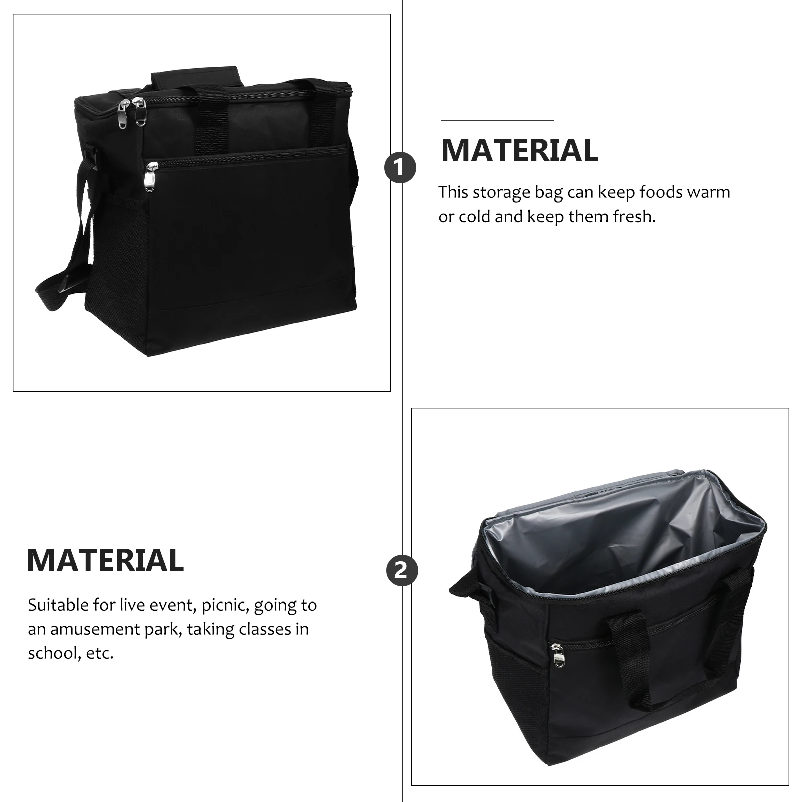 

Large Capacity Insulated Lunch Bag Keeps Food Warm Cold Portable Picnic Travel Oxford Cloth Aluminum Foil Kitchen Bar