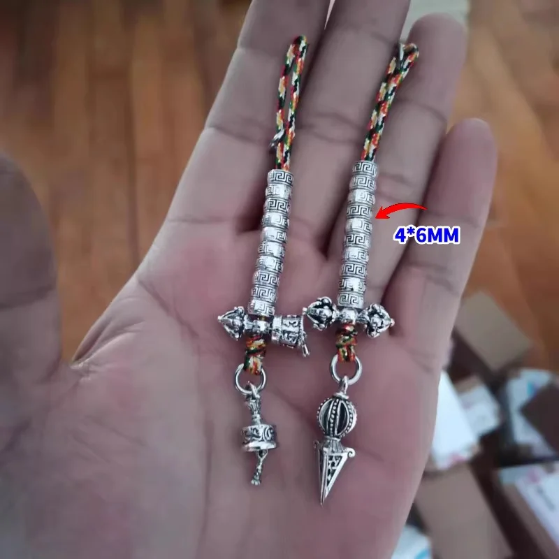 Tibetan Silver Alloy Bell Vajra Counter 108 Star Moon Bodhi Bead Side Hanging Pendant Decoration Handmade Unisex Top Great Gift view 6
