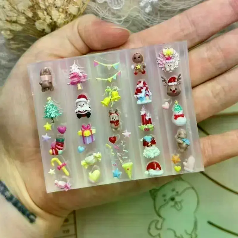 Molde de silicone para unhas 3d, natal, papai noel, gengibre, boneco de neve, design de unhas, faça você mesmo, ferramenta de modelo de manicure para decoração de unhas
