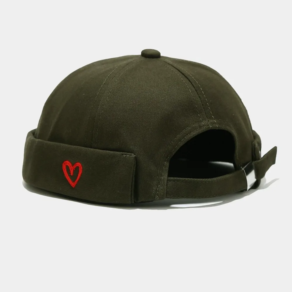 

Vintage Heart Love Label Docker Cap Cotton Adjustable Beanie Hats Brimless Hat Men and Women