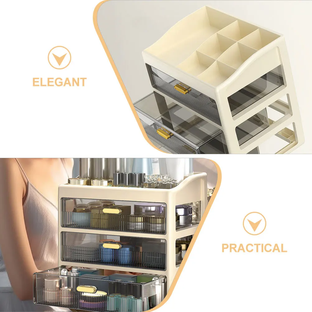 3 Tier Makeup Organizer with Drawers Countertop Storage Box for Vanity Bathroom Desk Use Organized Space for Eyeshadow