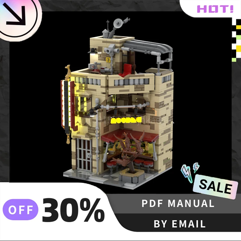 

[1364PCS]Customized MOC Noodle Shop Creative Building Blocks Set STEM Educational Toys DIY Construction Model Kit Birthday Gifts