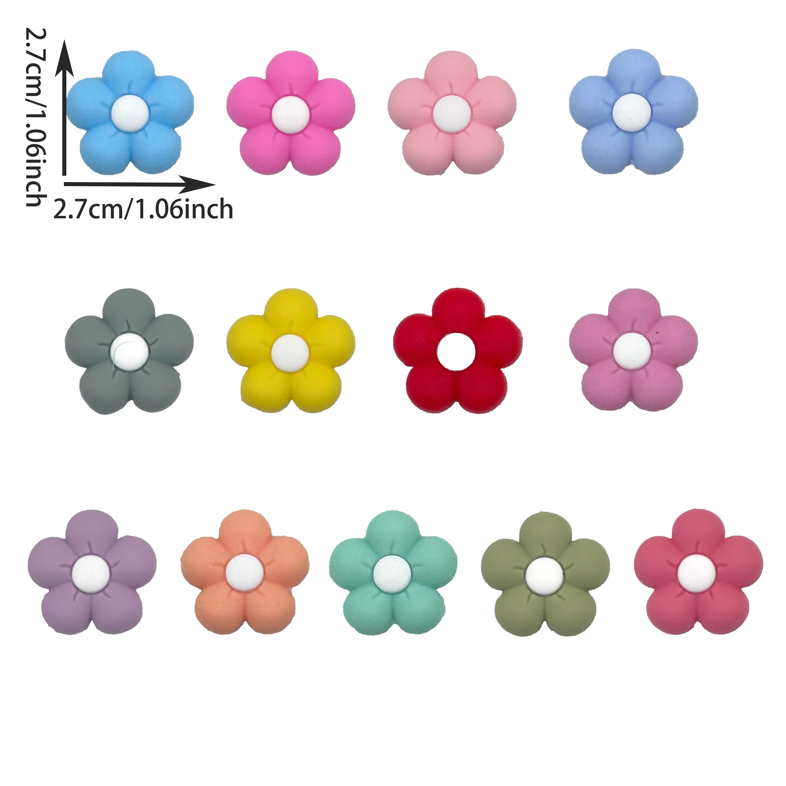 9pcs  Flower Series Silicone Focal Beads  DIY  Necklaces Plastic Bead String for Keychains Car Decoration Chains Bag  chains