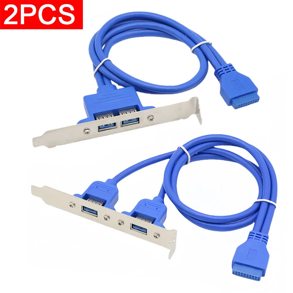 

2 шт., 2 порта USB 3,0, женская задняя панель для материнской платы, 20-контактный разъем, кабель-адаптер с разъемом PCI, кронштейн для пластины 50 см