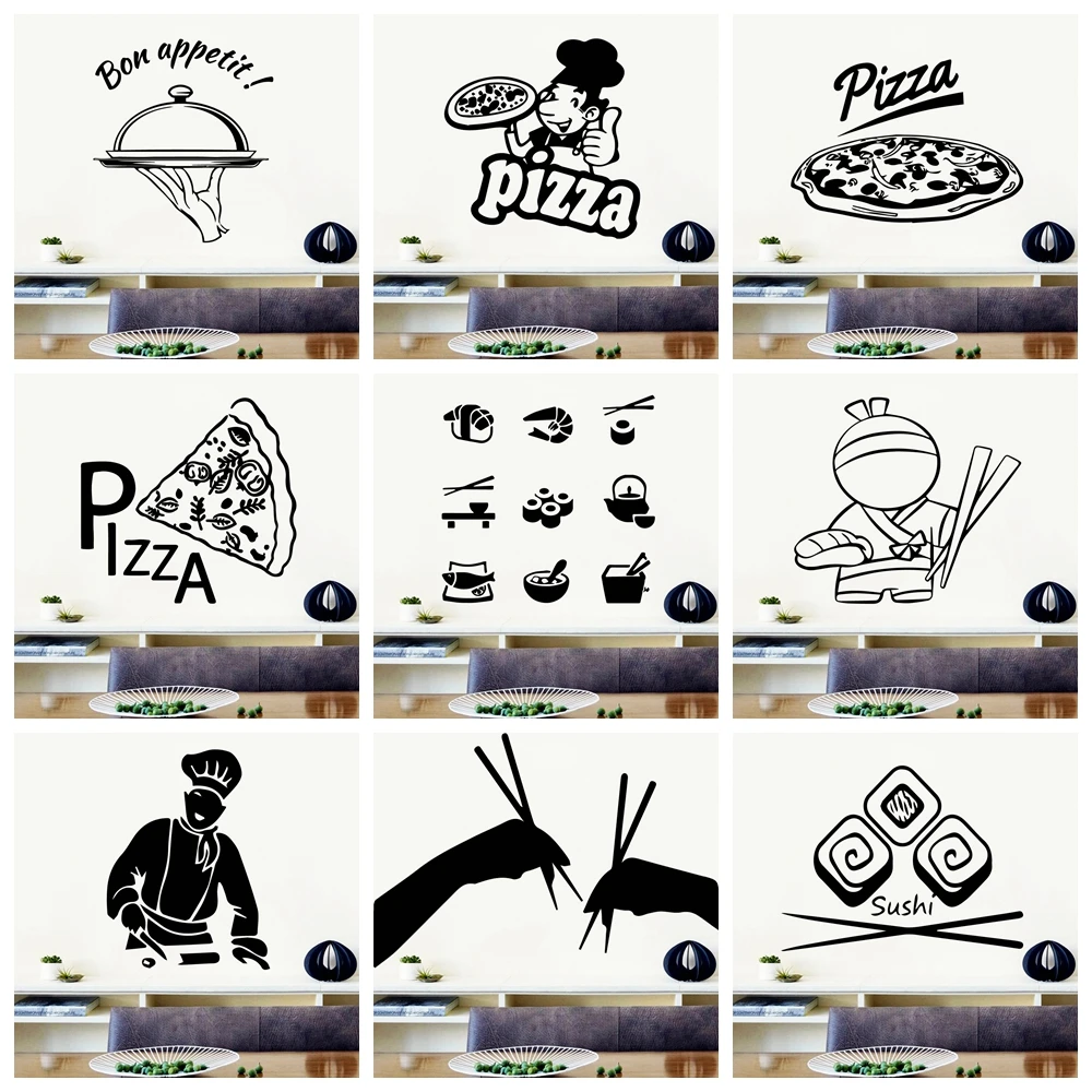 1 pc Creative pizza Wall Stickers Modern Fashion Sticker For Living Room Kids Waterproof Wallpaper