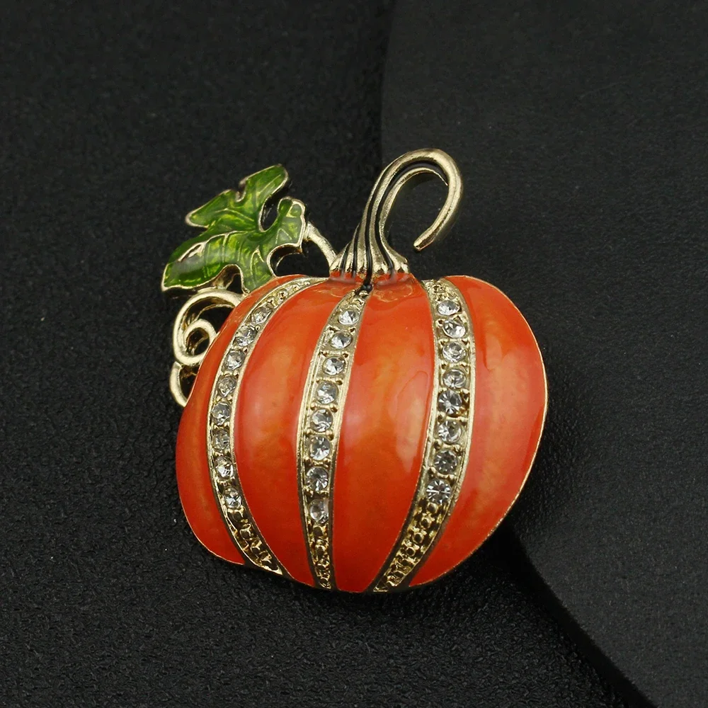 الأزياء والمجوهرات المينا اليقطين دبابيس للنساء الكلاسيكية حجر الراين هالوين بروش دبوس الهدايا