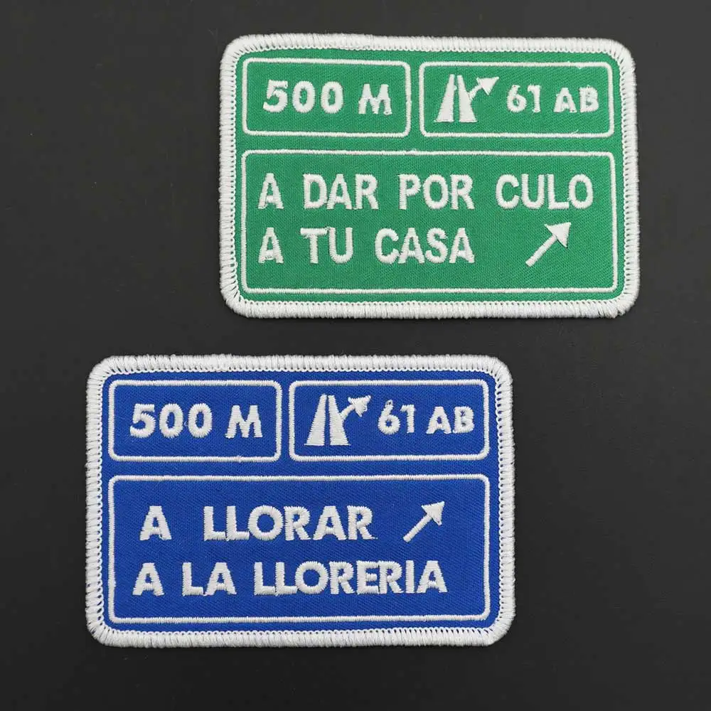 500 M A LLORAR A LA LLORERIA Embroidery Patches with Hook & Loop Backing Military Badge for Clothes Applique