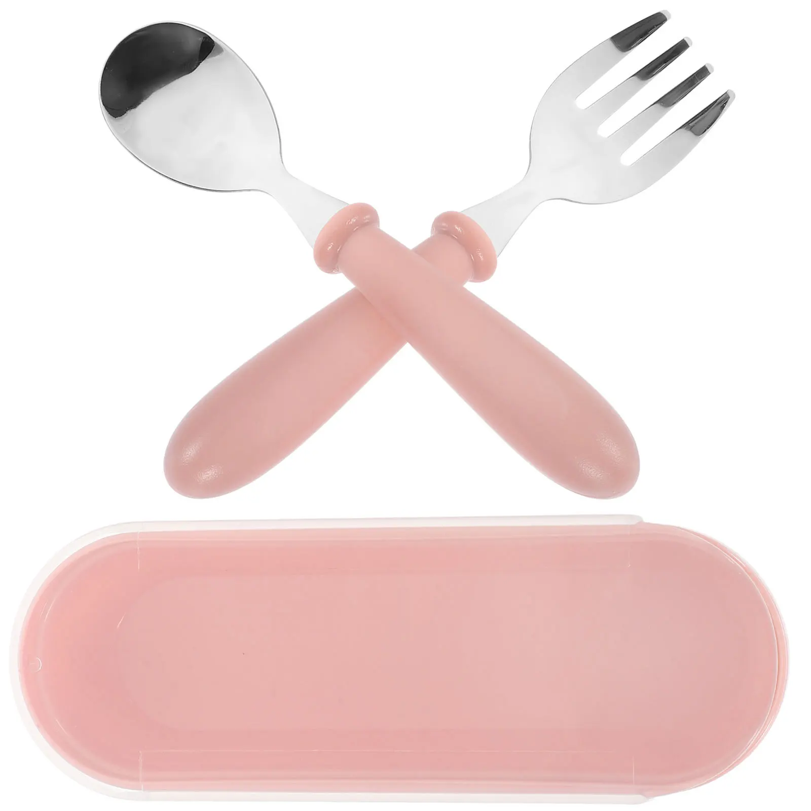 

1 set 1 Set Kids Utensils Stainless Steel Spoon Fork With Plastic Handle Toddler Silverware Set Children 2 Year Old Mealtime
