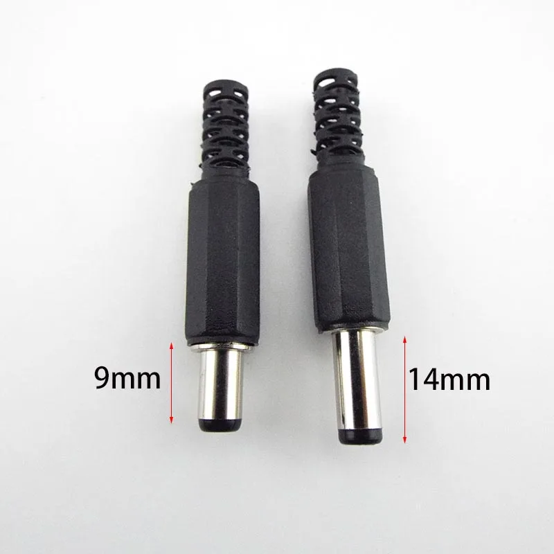 Colokan adaptor pengisian daya kabel Jack catu daya Pria DC 9mm 14mm konektor listrik soket 5.5mm x 2.1mm untuk proyek DIY