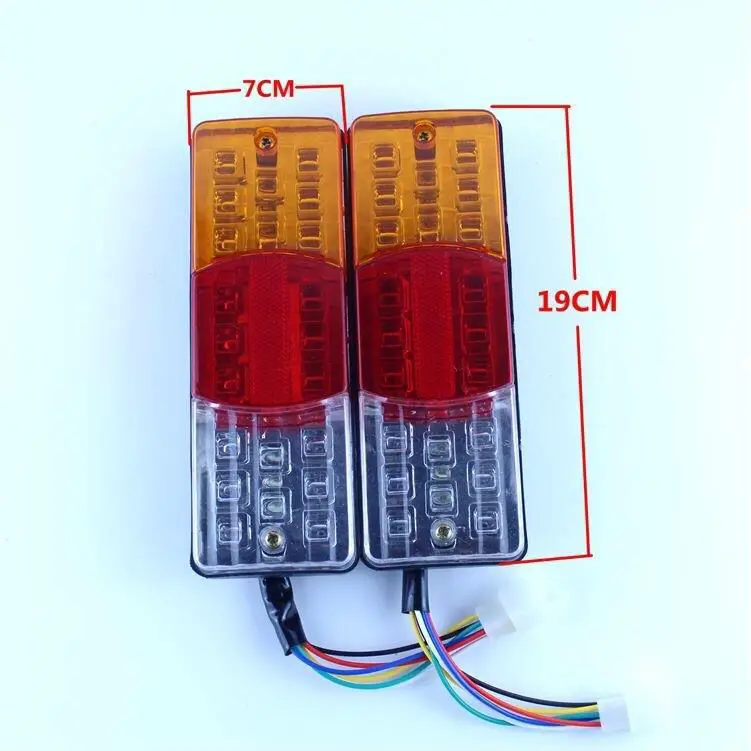 2PCS Waterproof LED Rear Tail Light for Electric Trike 12V/48V/60V Turn Signal Brake Reverse Driving Lamp Universal