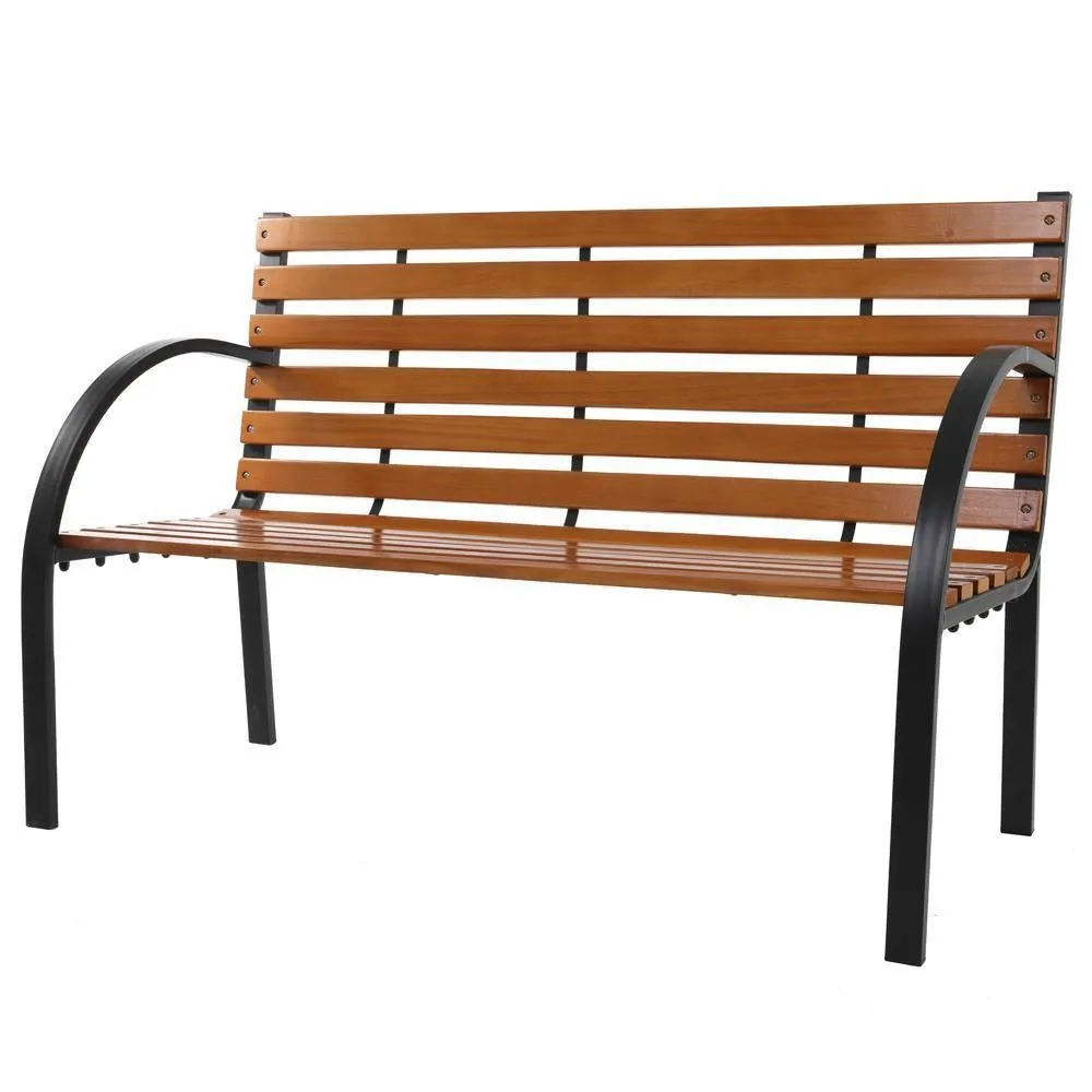 

48" Cast Iron PVC Wood Outdoor Patio Furniture Garden Bench Park Seat Beach Yard
