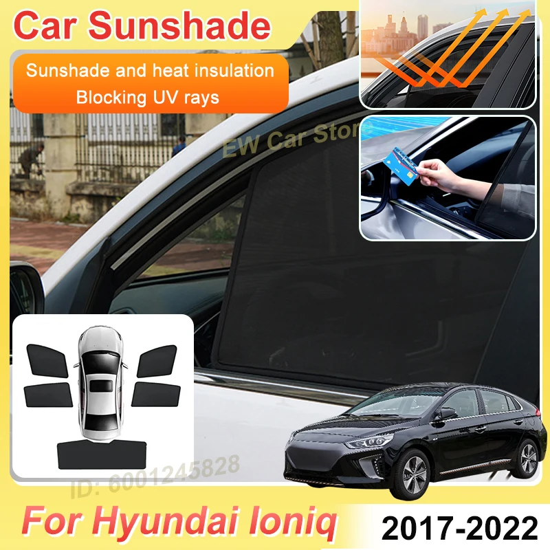 

For Hyundai Ioniq 2021 Accessories 2017~2022 Car Mesh Sunshade Sunscreens Window Magnetic Sun Shades Visor UV Protect Auto Parts