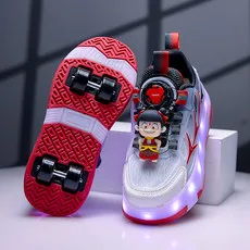 

2026 New breathable walking shoes for children's 4-wheel illuminated roller skates with lights kids sneakers Christmas present