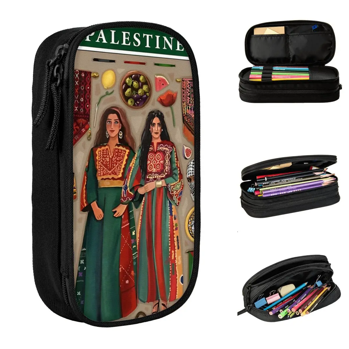

Palestine Stamp Pencil Case New Pen Bag Kids Large Storage School Supplies Cosmetic Pencilcases