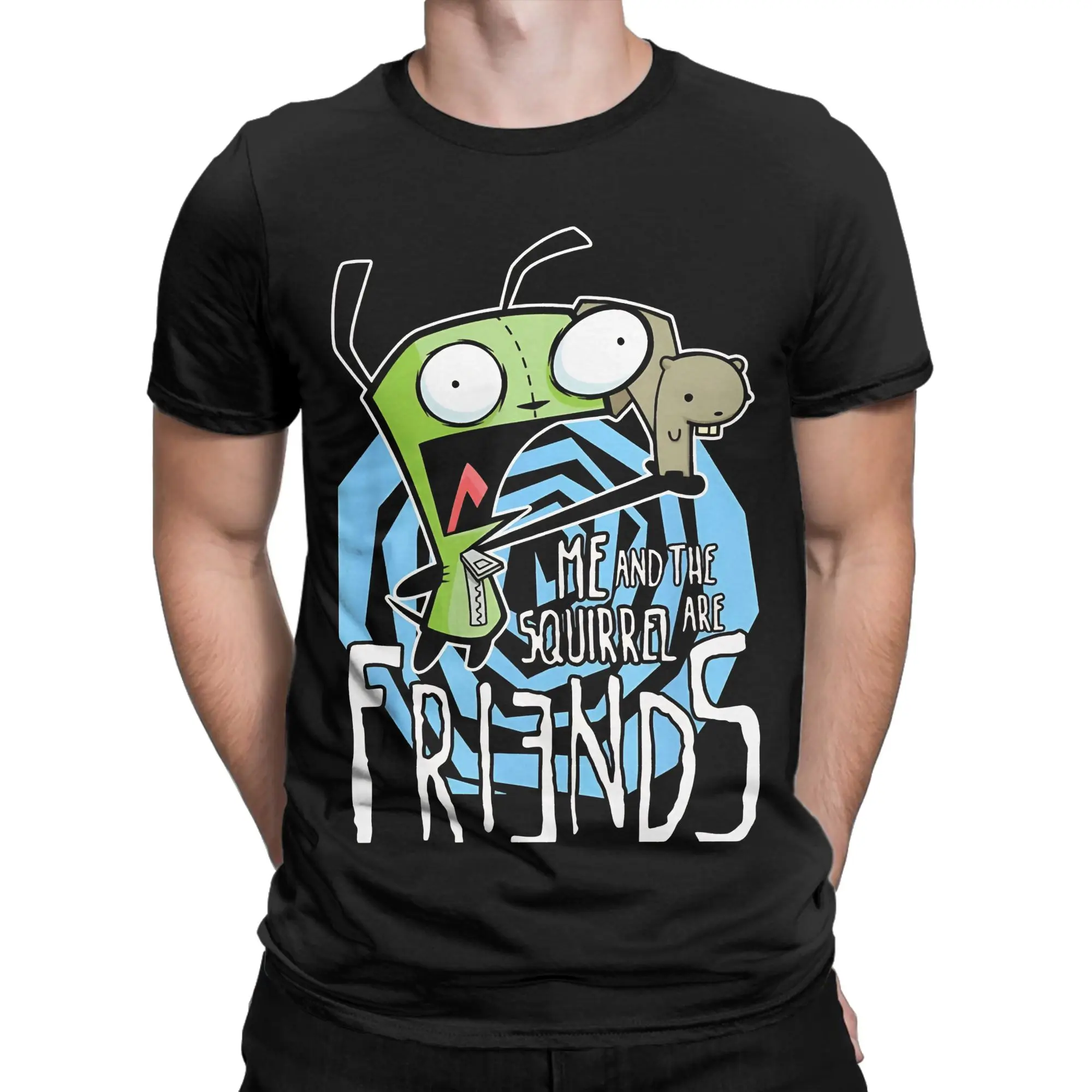 Humorous Art T-Shirts Men O Neck 100% Cotton T Shirts Invaders Zims Short Sleeve Tees Plus Size Clothes