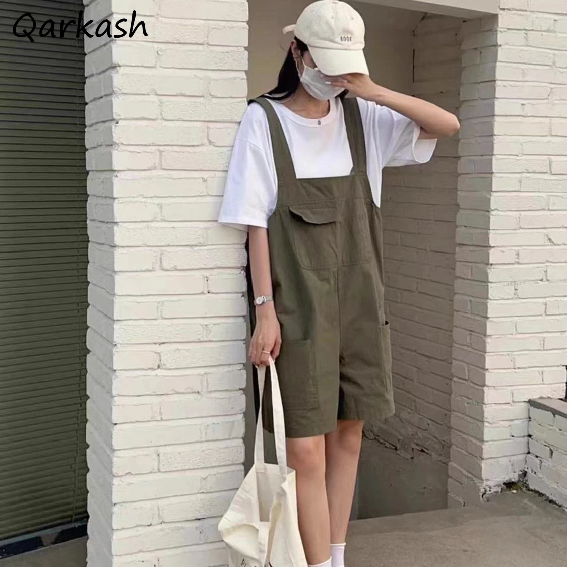 

Rompers Women Wide Leg Short Korean Style Fashion Streetwear Overalls Summer Personality Casual Mini All-match Solid Loose Fit